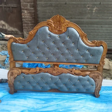 Premium Teakwood Carved Bed – Handcrafted Luxury Furniture from Saharanpur