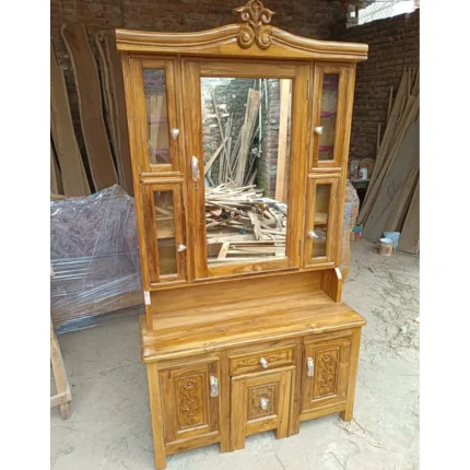 Premium Teakwood Dressing Table with Mirror & Cabinets – Handcrafted in Saharanpur