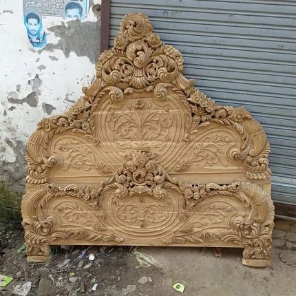 Luxury Hand-Carved Teakwood Bed – Premium Wooden Bed Made in Saharanpur