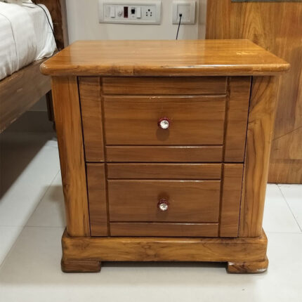 Solid Wood Bedside Table – 2 Drawer Nightstand from Saharanpur